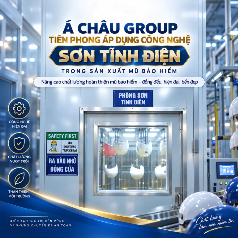 Tập đoàn quốc tế Á Châu là đơn vị đầu tiên tiên phong trong việc áp dụng công nghệ sơn tĩnh điện trong sản xuất mũ bảo hiểm