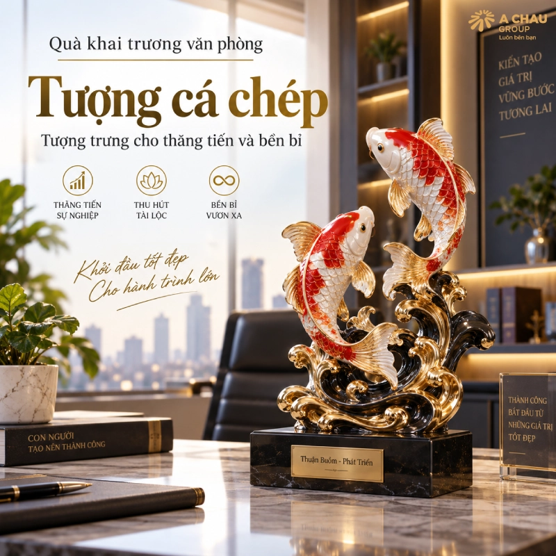 30 món quà khai trương văn phòng mới phồn thịnh phát tài lộc 4 Quà tặng khai trương văn phòng với tượng cá chép