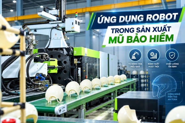 Ứng dụng robot trong sản xuất mũ bảo hiểm có ưu điểm gì