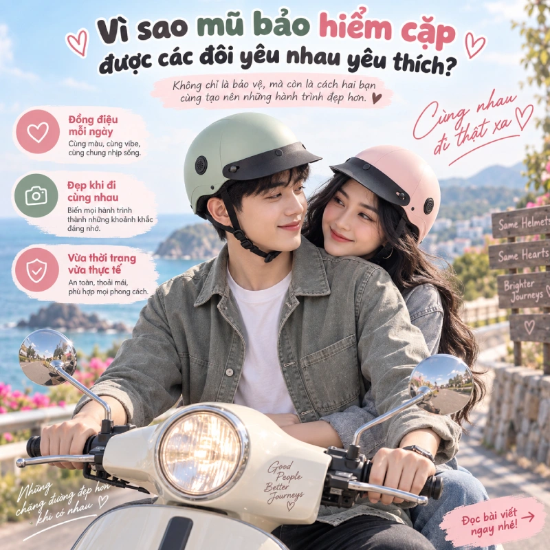 Nón bảo hiểm cặp ngày càng được các đôi yêu thích