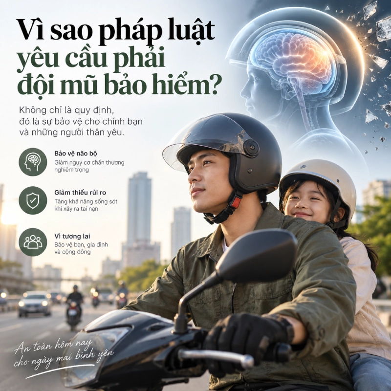 Quy định đội mũ bảo hiểm khi tham gia giao thông mới nhất 2 Vì sao pháp luật yêu cầu phải đội mũ bảo hiểm?