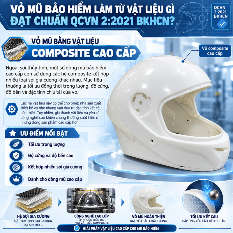 Vỏ mũ bảo hiểm là gì? Làm từ vật liệu nào? 10 Vỏ mũ bằng vật liệu composite cao cấp