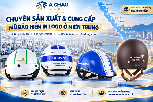 Á Châu Group chuyên sản xuất mũ bảo hiểm in logo ở miền Trung theo yêu cầu doanh nghiệp