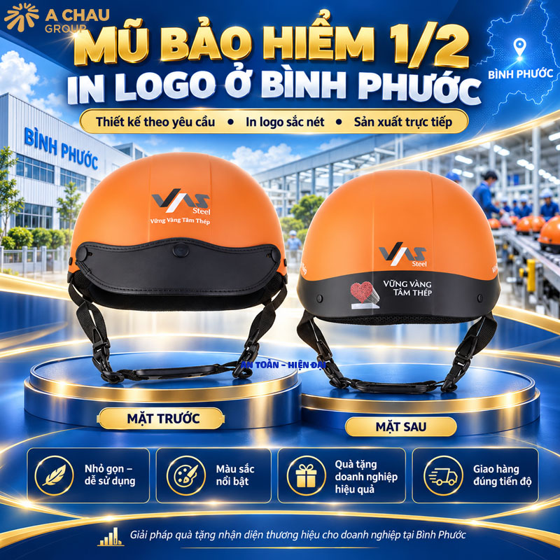 Nón bảo hiểm in logo ở bình phước dòng 1/2 cho doanh nghiệp