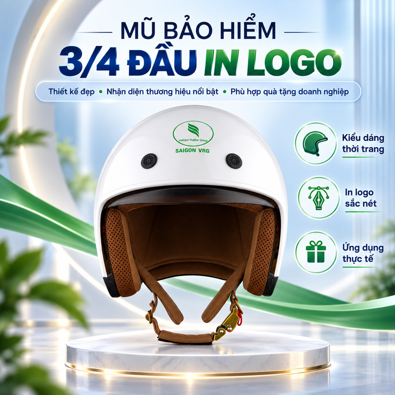 Mũ bảo hiểm 3/4 đầu in logo