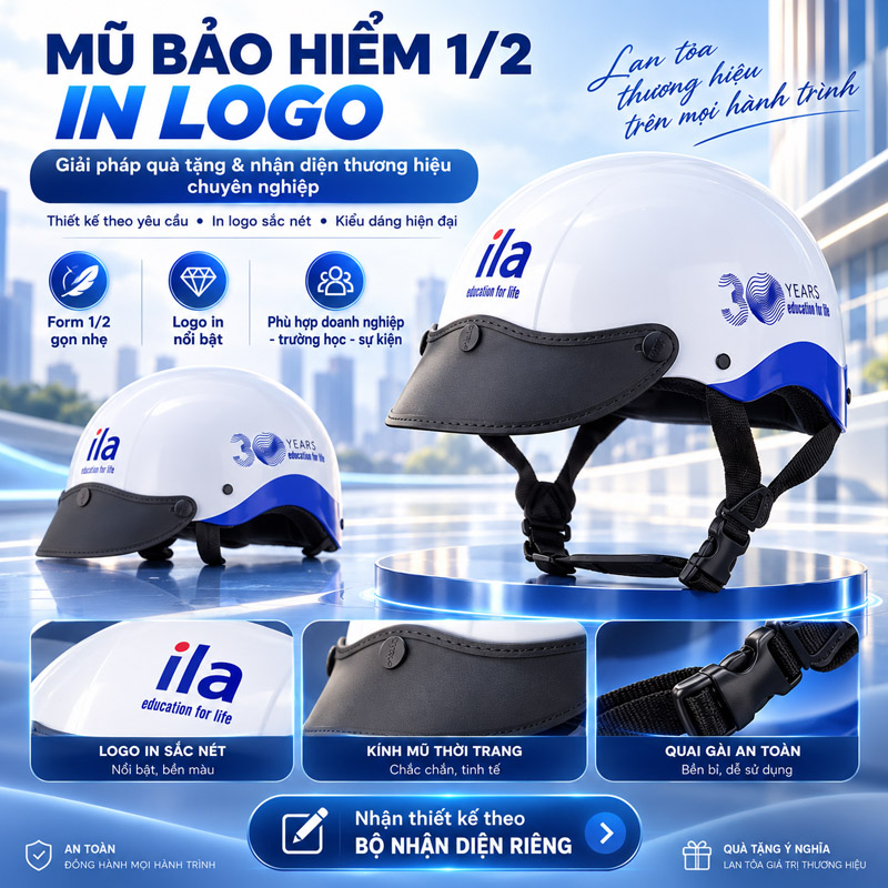 Mũ bảo hiểm nửa đầu in logo