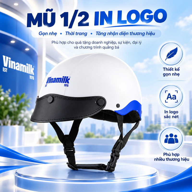 Mũ bảo hiểm nửa đầu in logo