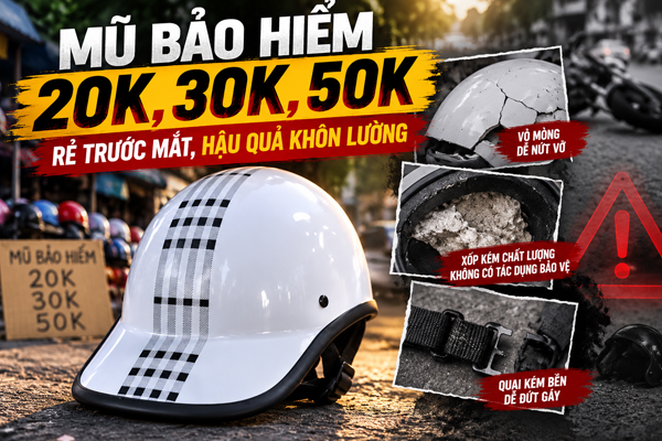 Thực hư mũ bảo hiểm 20k, 30k và 50k và hậu quả khi đội nó