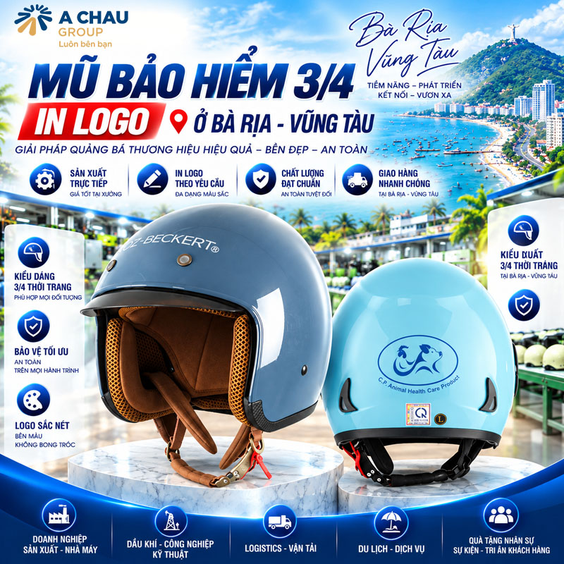 Mũ bảo hiểm 3/4 logo ở Bà Rịa Vũng Tàu