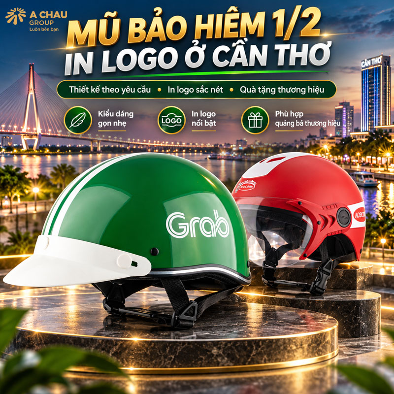 Mũ bảo hiểm in logo ở Cần Thơ theo yêu cầu, số lượng lớn 4 Mẫu mũ bảo hiểm nửa đầu in logo ở Cần Thơ
