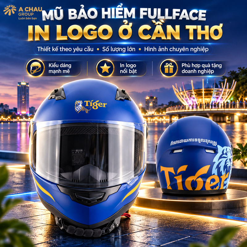 Mũ bảo hiểm in logo ở Cần Thơ theo yêu cầu, số lượng lớn 6 Mẫu mũ bảo hiểm fullface in logo ở Cần Thơ