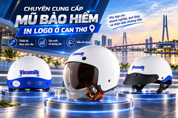 Mũ bảo hiểm in logo ở Cần Thơ theo yêu cầu, số lượng lớn