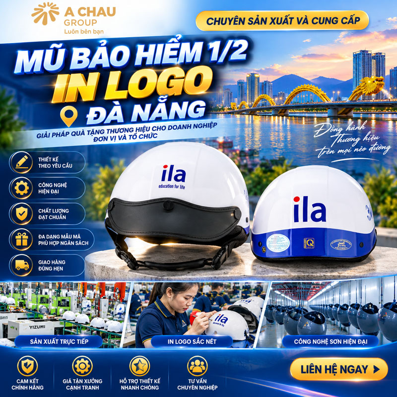 Dòng nón 1/2 in logo ở đà nẵng