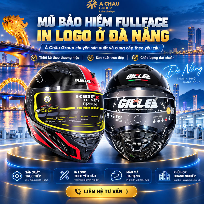 Mũ bảo hiểm fullface in logo ở đà nẵng