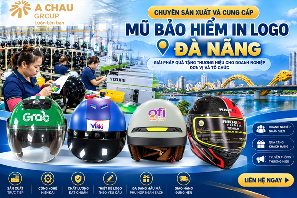 Sản xuất mũ bảo hiểm in logo ở Đà Nẵng số lượng lớn theo yêu cầu