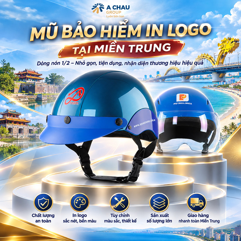 Mũ bảo hiểm in logo ở Miền Trung dòng 1/2
