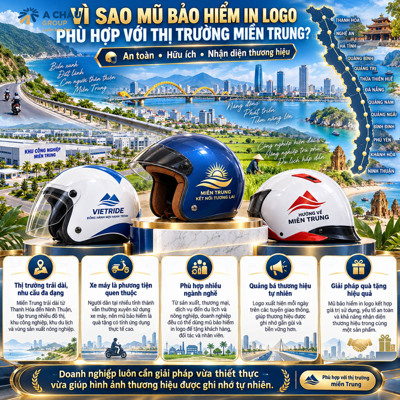 Vì sao mũ bảo hiểm in logo phù hợp với thị trường miền Trung?