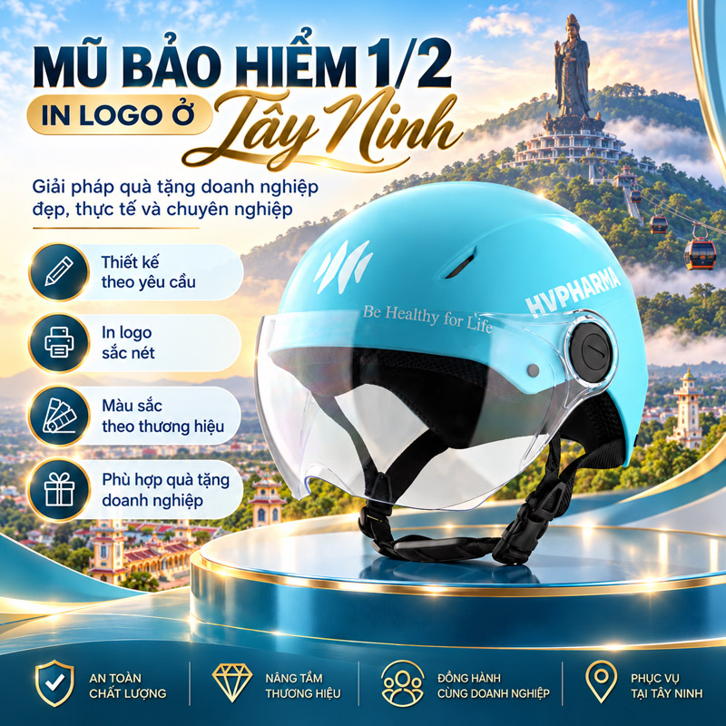 Chuyên cung cấp mũ bảo hiểm in logo ở Tây Ninh theo yêu cầu 2 Mũ bảo hiểm in logo ở Tây Ninh dòng mũ 1/2