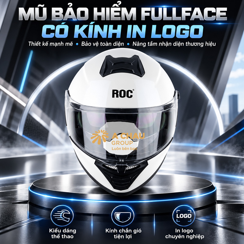 Mũ fullface in logo ở Long An