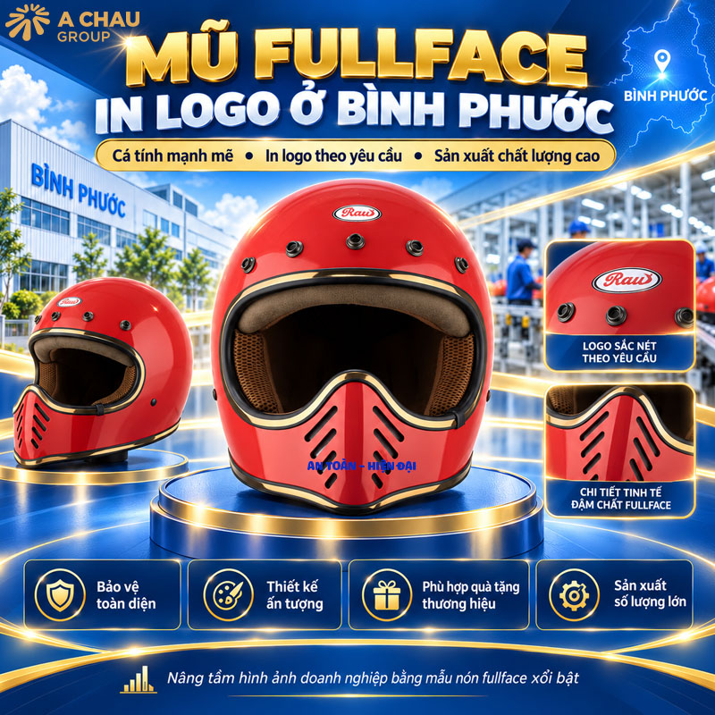 Nón bảo hiểm in logo ở bình phước dòng fullface cho doanh nghiệp