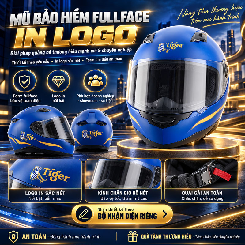 Mũ fullface in logo