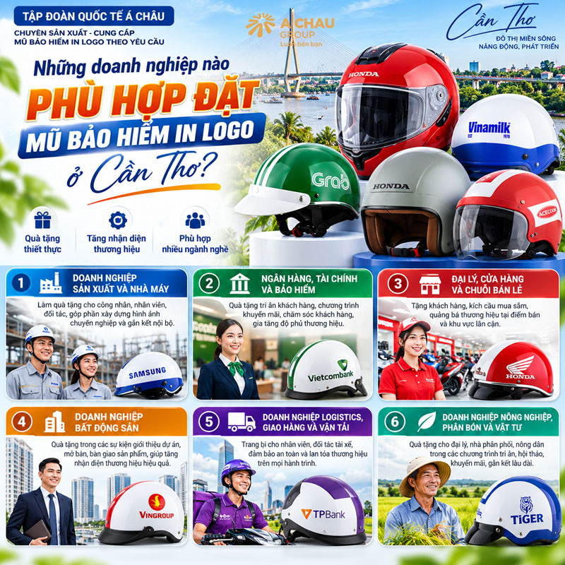 Mũ bảo hiểm in logo ở Cần Thơ theo yêu cầu, số lượng lớn 2 Những doanh nghiệp nào phù hợp đặt mũ bảo hiểm in logo ở Cần Thơ?