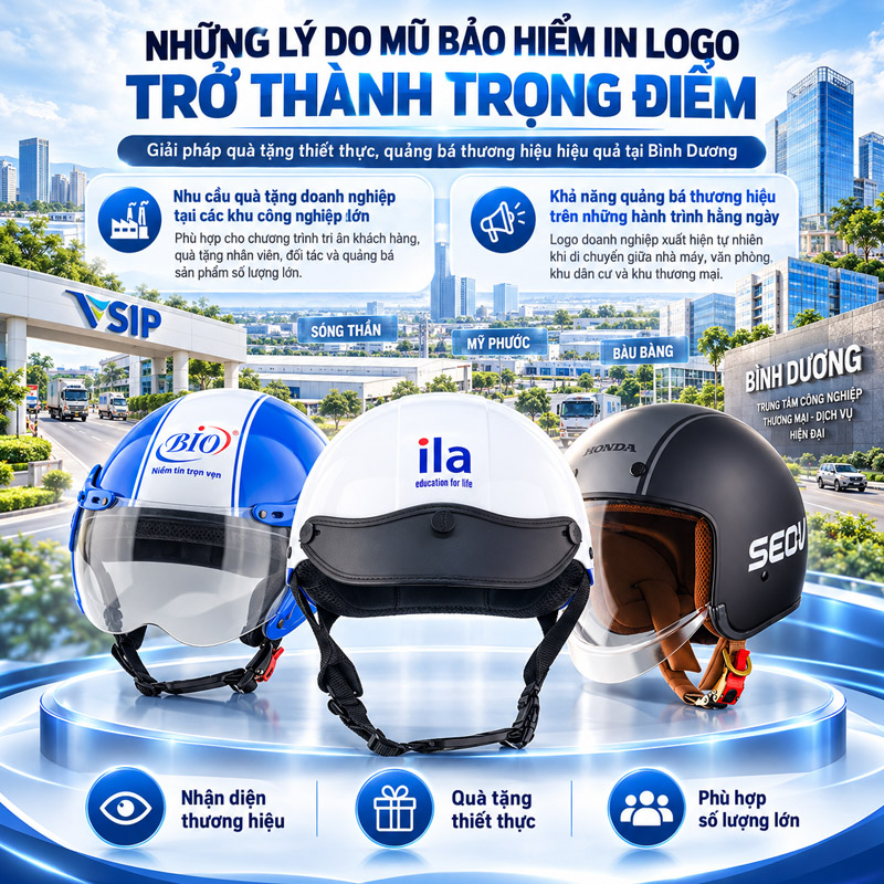 Những lý do, mũ bảo hiểm in logo trở thành trọng điểm