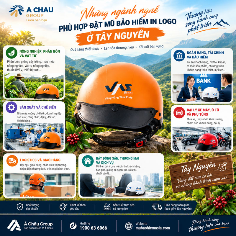 ACG sản xuất mũ bảo hiểm in logo ở Tây Nguyên theo yêu cầu 2 Những ngành nghề phù hợp đặt mũ bảo hiểm in logo ở Tây Nguyên