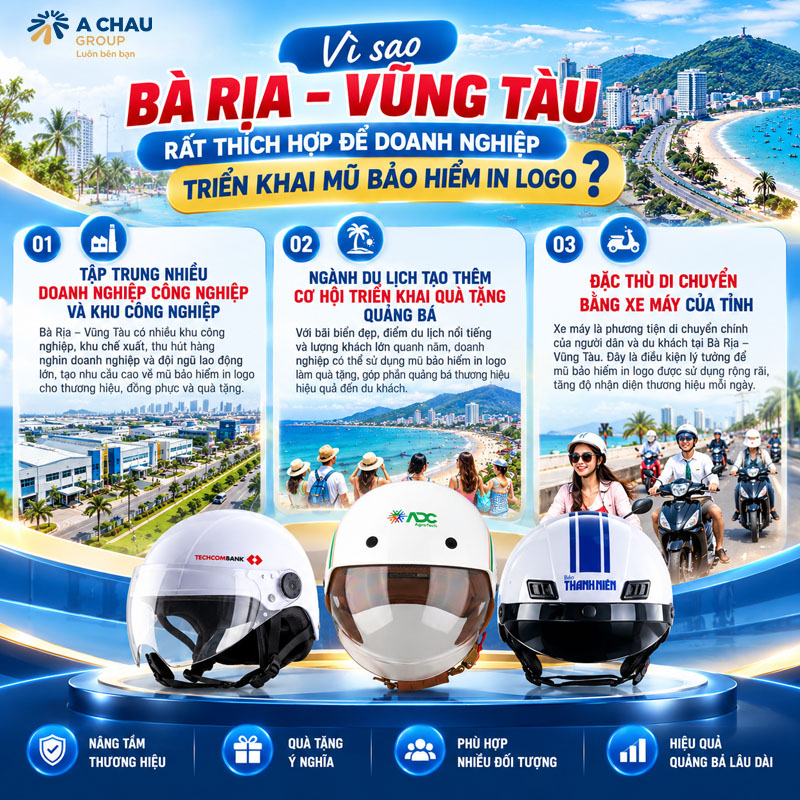 Vì sao Bà Rịa – Vũng Tàu rất thích hợp để doanh nghiệp triển khai mũ bảo hiểm in logo?