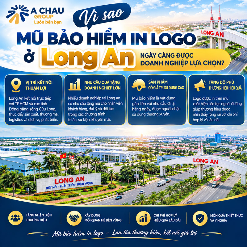 Vì sao mũ bảo hiểm in logo ở Long An ngày càng được doanh nghiệp lựa chọn?