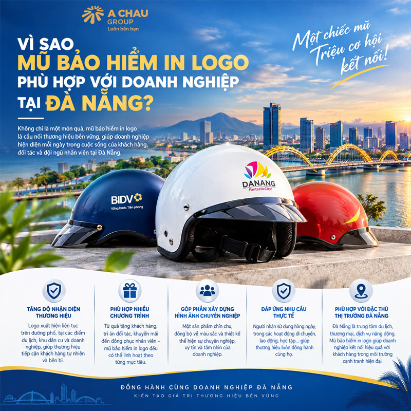 Vì sao mũ bảo hiểm in logo phù hợp với doanh nghiệp tại Đà Nẵng?